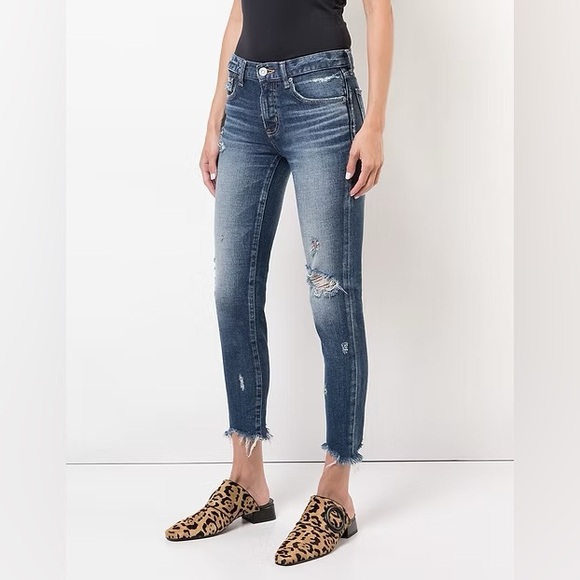 MOUSSY Vintage Comfort Glendele Skinny Jean Distressed Raw Hem Size 29 - Picture 1 of 5